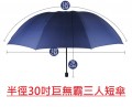 3P_半徑30吋最大把天堂傘碰擊布淨色短傘